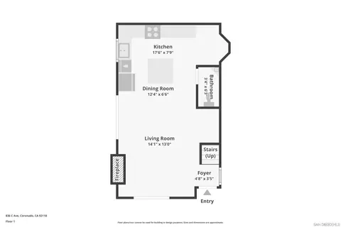 Floorplan - 836 C Ave, Coronado, CA 92118 photo 1 of 3