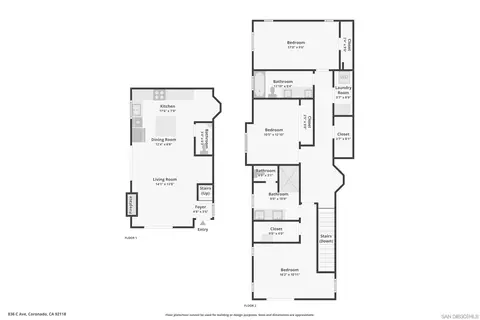 Floorplan - 836 C Ave, Coronado, CA 92118 photo 3 of 3