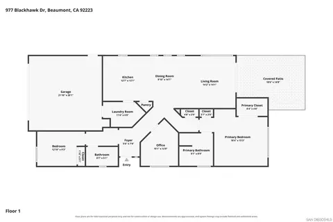 Floorplan - 977 Blackhawk Dr, Beaumont, CA 92223 photo 1 of 1
