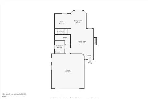 Floorplan - 1209 Eubanks Ave, Bakersfield, CA 93307 photo 2 of 3