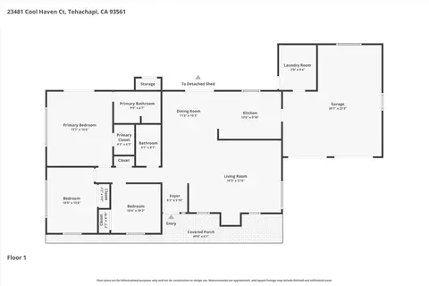 Floorplan - 23461 Cool Haven Ct, Tehachapi, CA 93561 photo 3 of 3