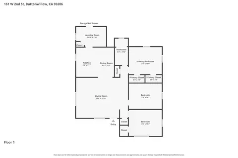Floorplan - 161 W 2 Nd, Buttonwillow, CA 93206 photo 1 of 1