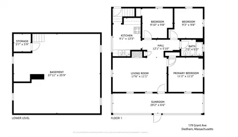 Floorplan - 179 Grant Ave, Dedham, MA 02026 photo 1 of 1