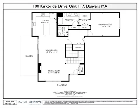 Floorplan - 100 Kirkbride Dr #117, Danvers, MA 01923 photo 2 of 3