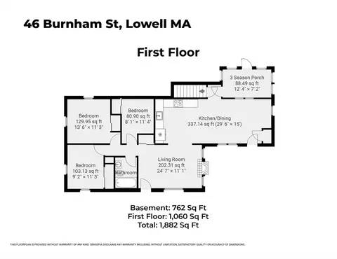 Floorplan - 46 Burnham Rd, Lowell, MA 01852 photo 1 of 2