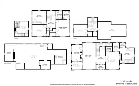 Floorplan - 22 Windsor Rd, Brookline, MA 02445 photo 1 of 1