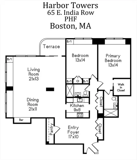 Floorplan - 65 E India Row #PHF, Boston, MA 02110 photo 1 of 1