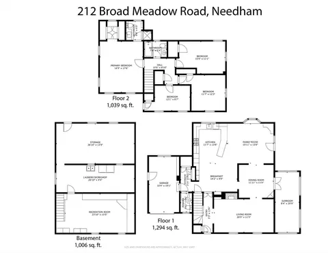 Floorplan - 212 Broad Meadow Rd, Needham, MA 02492 photo 1 of 1