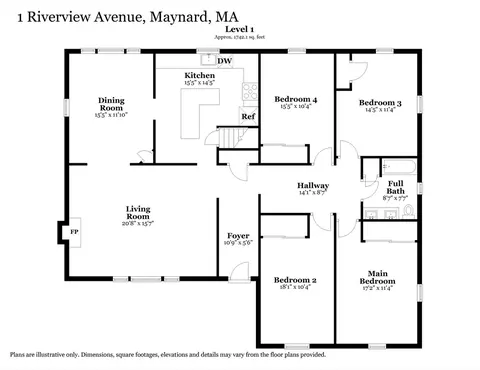 Floorplan - 1 Riverview Ave, Maynard, MA 01754 photo 1 of 2