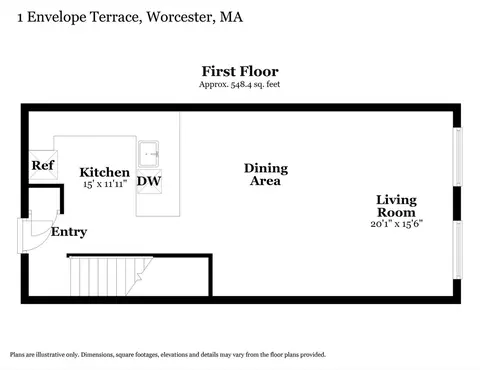 Floorplan - 1 Envelope Ter #107, Worcester, MA 01604 photo 1 of 2