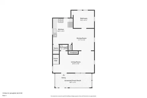 Floorplan - 19 Eldert St, Springfield, MA 01109 photo 1 of 2