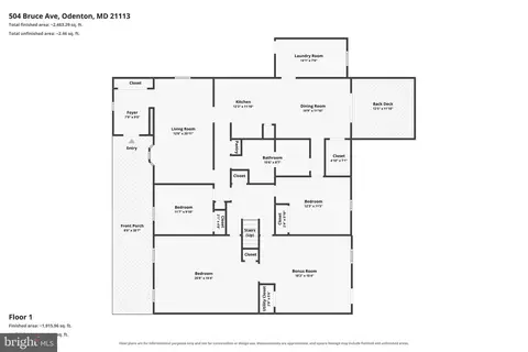 Floorplan - 504 Bruce Ave, Odenton, MD 21113 photo 2 of 3