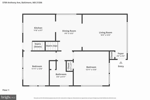 Floorplan - 5709 Anthony Ave, Baltimore, MD 21206 photo 1 of 3