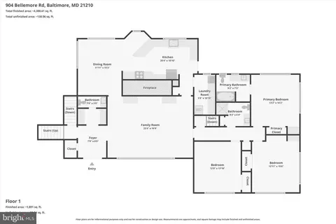 Floorplan - 904 Bellemore Rd, Baltimore, MD 21210 photo 2 of 6