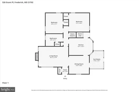 Floorplan - 526 Grant Pl, Frederick, MD 21702 photo 3 of 4
