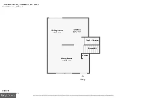 Floorplan - 1312 Hillcrest Dr, Frederick, MD 21703 photo 3 of 4