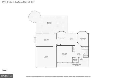 Floorplan - 17709 Crystal Spring Ter, Ashton, MD 20861 photo 1 of 3
