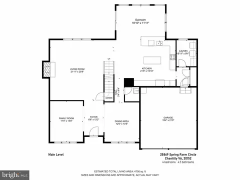 Floorplan - 25869 Spring Farm Cir, Chantilly, VA 20152 photo 1 of 3
