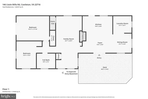 Floorplan - 146 Lizzie Mills Rd, Castleton, VA 22716 photo 1 of 3