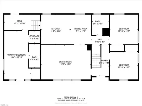 Floorplan - 133 Raymond Dr, Hampton, VA 23666 photo 1 of 2