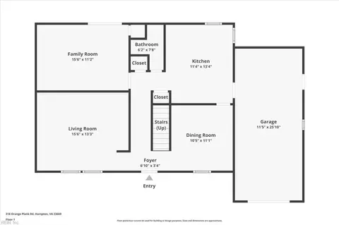 Floorplan - 318 Orange Plank Rd, Hampton, VA 23669 photo 2 of 3