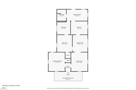 Floorplan - 628 Celey St, Hampton, VA 23661 photo 1 of 1