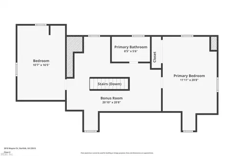 Floorplan - 3818 Wayne Cir, Norfolk, VA 23513 photo 2 of 3