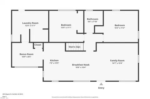 Floorplan - 3818 Wayne Cir, Norfolk, VA 23513 photo 1 of 3