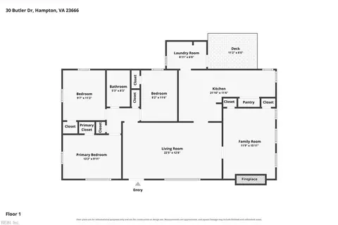 Floorplan - 30 Butler Dr, Hampton, VA 23666 photo 1 of 1