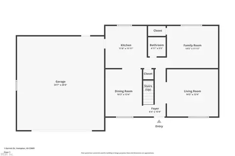 Floorplan - 1 Garrett Dr, Hampton, VA 23669 photo 1 of 2