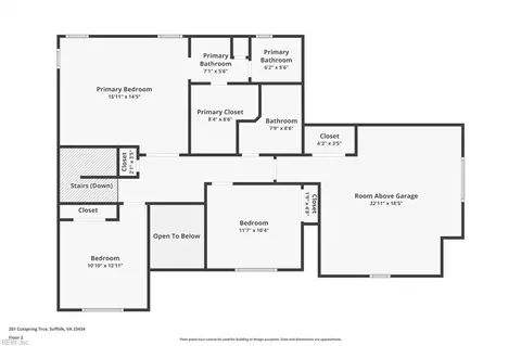 Floorplan - 201 Cutspring Trce, Suffolk, VA 23434 photo 2 of 3