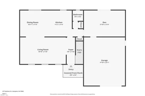 Floorplan - 217 Eastlawn Dr, Hampton, VA 23664 photo 2 of 3