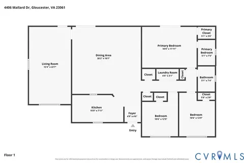 Floorplan - 4406 Mallard Dr, Gloucester, VA 23061 photo 1 of 1