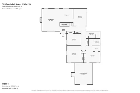 Floorplan - 705 Beech Rd, Salem, VA 24153 photo 2 of 3
