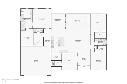Floorplan - 1810 Kynette Dr, Euless, TX 76040 photo 1 of 1