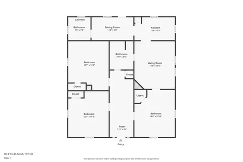 Floorplan - 606 E Brin St, Terrell, TX 75160 photo 1 of 1