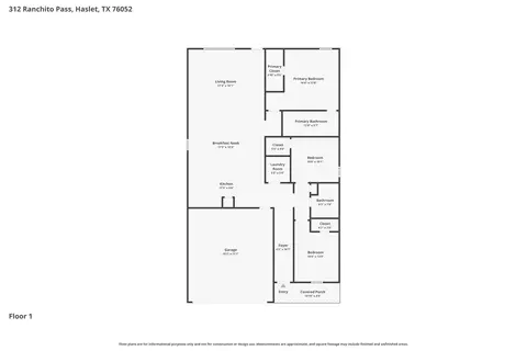 Floorplan - 312 Ranchito Pass, Haslet, TX 76052 photo 1 of 1