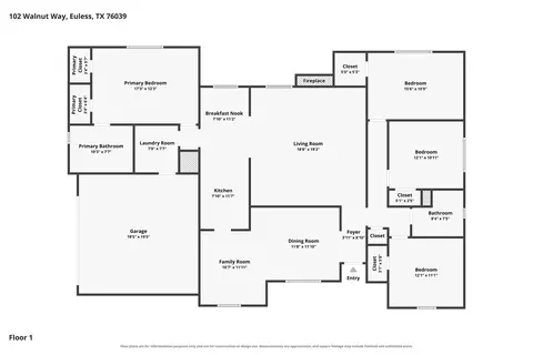 Floorplan - 102 Walnut Way, Euless, TX 76039 photo 1 of 1
