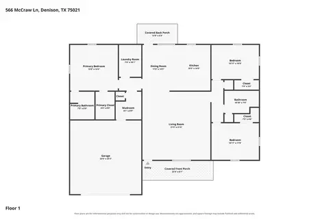 Floorplan - 566 Mccraw Ln, Denison, TX 75021 photo 1 of 1
