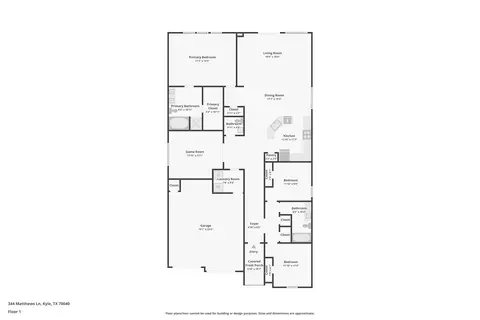 Floorplan - 344 Matthews Ln, Kyle, TX 78640 photo 1 of 1