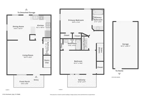 Floorplan - 311 Utterback St # A, Kyle, TX 78640 photo 1 of 1