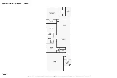Floorplan - 109 Lambert St, Leander, TX 78641 photo 1 of 1