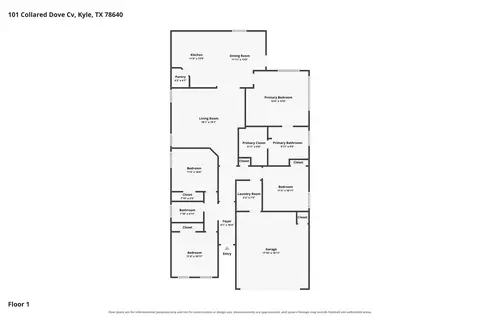 Floorplan - 101 Collared Dove Cv, Kyle, TX 78640 photo 1 of 1