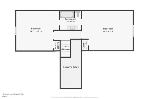 Floorplan - 122 Dodd Preston Rd, Elgin, TX 78621 photo 2 of 3