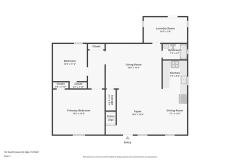 Floorplan - 122 Dodd Preston Rd, Elgin, TX 78621 photo 1 of 3