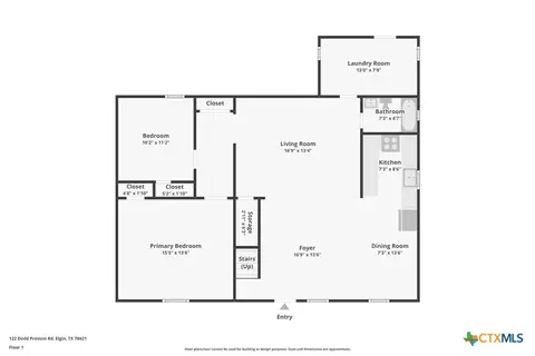 Floorplan - 122 Dodd Preston, Elgin, TX 78621 photo 1 of 3