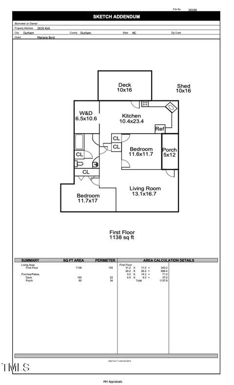 Floorplan - 2616 Kirk Rd, Durham, NC 27705 photo 1 of 2