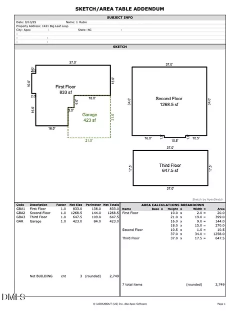 Floorplan - 1421 Big Leaf Loop, Apex, NC 27502 photo 2 of 3