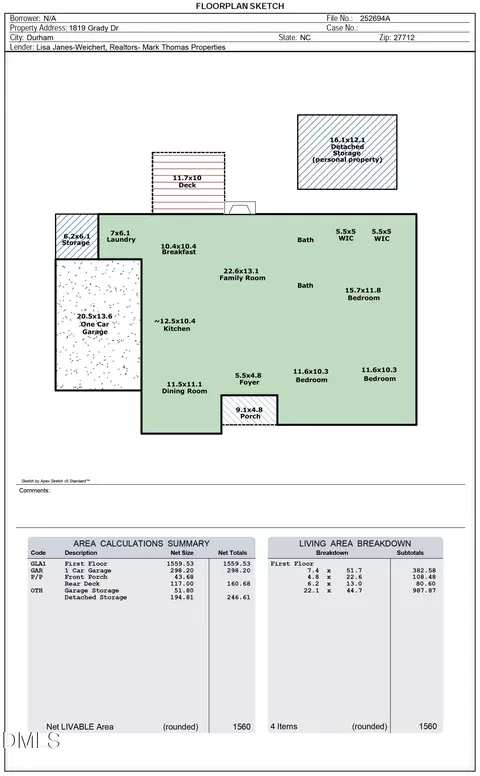 Floorplan - 1819 Grady Dr, Durham, NC 27712 photo 1 of 1
