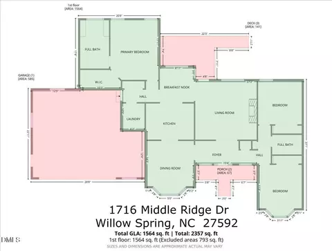 Floorplan - 1716 Middle Ridge Dr, Willow Spring, NC 27592 photo 1 of 2